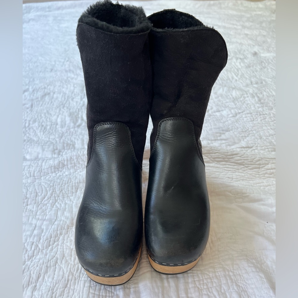Swedish Hasbeens Black Leather Boots